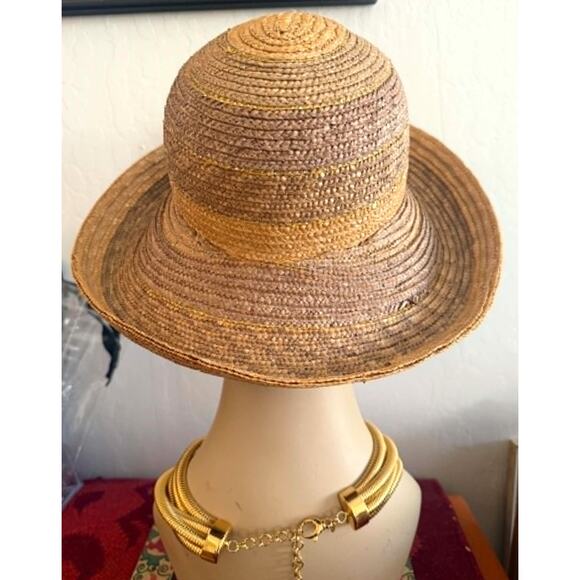 Vintage Scala Firenze Italy Straw Sun Hat Wide Brim Boho Resort Hat Great Cond! main image 6